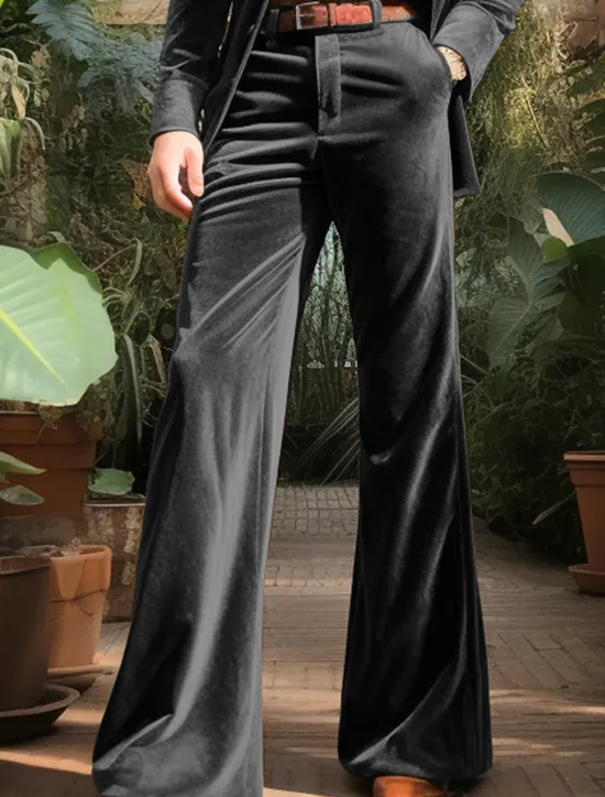 Clearance OUKU Men's Dress Pants Flared Pants Bell Bottom Trousers Suit Pants Front Pocket Plain Comfort Business Daily Holiday Fashion Chic & Modern Yellow Brown
