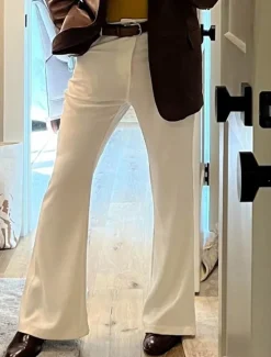 OUKU Men's Dress Pants Flared Pants Bell Bottom Trousers Pocket Plain Comfort Breathable Full Length Outdoor Daily Going out Elegant Fashion White Dark Gray Stretchy