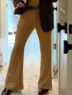 OUKU Men's Dress Pants Flared Pants Bell Bottom Trousers Pocket Plain Comfort Breathable Full Length Outdoor Daily Going out Elegant Fashion White Dark Gray Stretchy