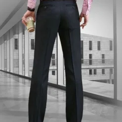 Discount OUKU Men's Dress Pants Flared Pants Bell Bottom Trousers Pocket Straight Leg Solid Colored Comfort Wedding Office Business Streetwear Retro Black White Micro-elastic