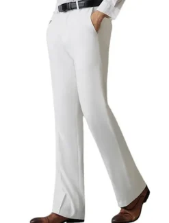 Online OUKU Men's Dress Pants Flared Pants Trousers Suit Pants Pocket Plain Comfort Breathable Outdoor Daily Going out Fashion Casual Black White