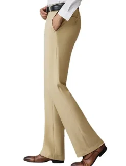 Online OUKU Men's Dress Pants Flared Pants Trousers Suit Pants Pocket Plain Comfort Breathable Outdoor Daily Going out Fashion Casual Black White
