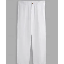Sale OUKU Men's Dress Pants Linen Pants Trousers Summer Pants Buttons Front Pocket Straight Leg Plain Comfort Breathable Casual Daily Holiday Fashion Basic Black White