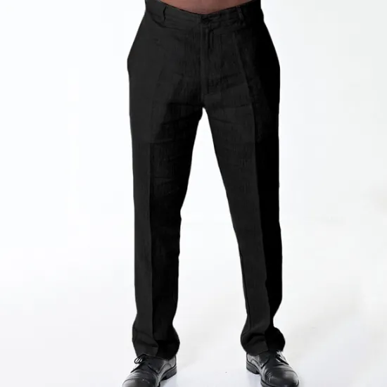 Discount OUKU Men's Dress Pants Linen Pants Trousers Summer Pants Beach Pants Plain Comfort Breathable Outdoor Daily Streetwear Stylish Casual Black White Inelastic