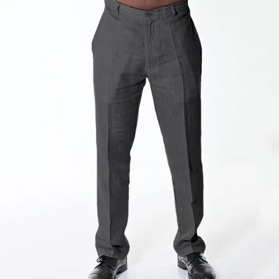 Discount OUKU Men's Dress Pants Linen Pants Trousers Summer Pants Beach Pants Plain Comfort Breathable Outdoor Daily Streetwear Stylish Casual Black White Inelastic