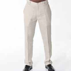 Discount OUKU Men's Dress Pants Linen Pants Trousers Summer Pants Beach Pants Plain Comfort Breathable Outdoor Daily Streetwear Stylish Casual Black White Inelastic