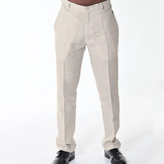 Discount OUKU Men's Dress Pants Linen Pants Trousers Summer Pants Beach Pants Plain Comfort Breathable Outdoor Daily Streetwear Stylish Casual Black White Inelastic