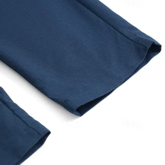 Online OUKU Men's Dress Pants Linen Pants Trousers Summer Pants Beach Pants Pocket Straight Leg Plain Comfort Breathable Outdoor Daily Streetwear Stylish Casual Black Navy Blue Inelastic