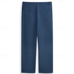 Best OUKU Men's Dress Pants Linen Pants Trousers Summer Pants Beach Pants Straight Leg Plain Comfort Outdoor Casual Daily Streetwear Stylish Black White