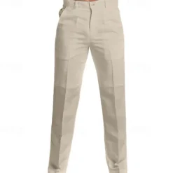 Best OUKU Men's Dress Pants Linen Pants Trousers Summer Pants Beach Pants Straight Leg Plain Comfort Outdoor Casual Daily Streetwear Stylish Black White