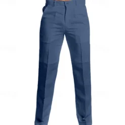 Best OUKU Men's Dress Pants Linen Pants Trousers Summer Pants Beach Pants Straight Leg Plain Comfort Outdoor Casual Daily Streetwear Stylish Black White
