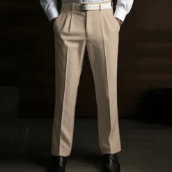 Best OUKU Men's Dress Pants Linen Pants Summer Pants Pleated Plain Soft Office Chic & Modern Black White