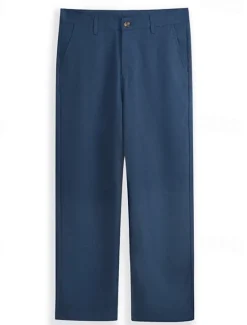 New OUKU Men's Dress Pants Linen Pants Trousers Summer Pants Pocket Straight Leg Plain Comfort Breathable Full Length Formal Business Daily Streetwear Stylish Black Navy Blue