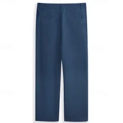 Discount OUKU Men's Dress Pants Linen Pants Trousers Summer Pants Beach Pants Front Pocket Straight Leg Plain Comfort Breathable Formal Business Holiday Fashion Basic Black White