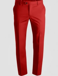 Best OUKU Men's Dress Pants Long Solid Color Micro-elastic Regular Fit Black Red Burgundy 2023