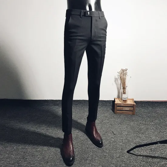 Best OUKU Men's Dress Pants Skinny Trousers Pencil Pants Pocket Plain Breathable Stretch Ankle-Length Wedding Office Business Cotton Chic & Modern Casual Skinny Black Grey Stretchy