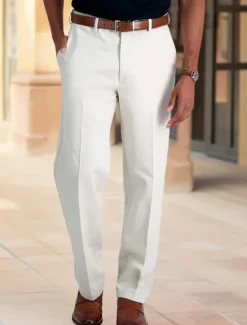 Outlet OUKU Men's Dress Pants Tapered pants Trousers Suit Pants Pocket Plain Comfort Soft Full Length Wedding Business Casual Fashion Streetwear Black White