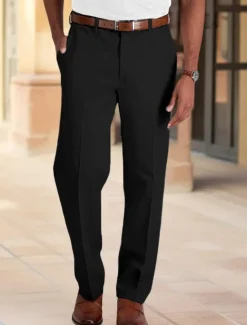 Outlet OUKU Men's Dress Pants Tapered pants Trousers Suit Pants Pocket Plain Comfort Soft Full Length Wedding Business Casual Fashion Streetwear Black White