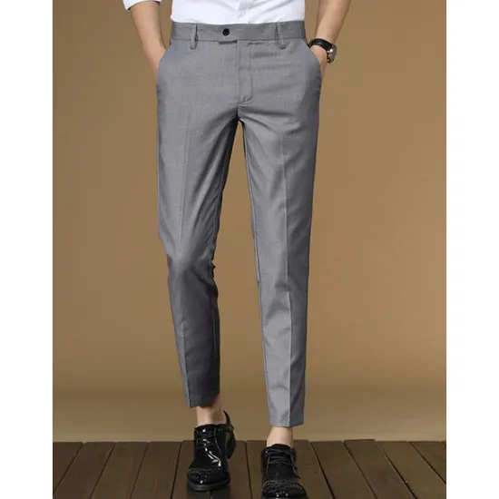 Outlet OUKU Men's Dress Pants Tapered pants Trousers Suit Pants Pocket Plain Anti-wrinkle Breathable Ankle-Length Wedding Business Casual Fashion Formal Skinny Black Pink Micro-elastic