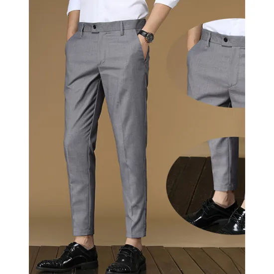 Outlet OUKU Men's Dress Pants Tapered pants Trousers Suit Pants Pocket Plain Anti-wrinkle Breathable Ankle-Length Wedding Business Casual Fashion Formal Skinny Black Pink Micro-elastic
