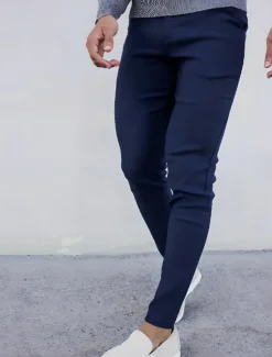 New OUKU Men's Dress Pants Tapered pants Trousers Chinos Buttons Pocket Plain Comfort Formal Work Business Fashion Classic Style Black Dark Blue Micro-elastic