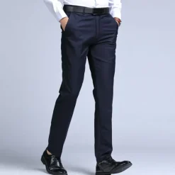 New OUKU Men's Dress Pants Trousers Chinos Casual Pants Pocket Straight Leg Plain Comfort Office Business Casual Streetwear Stylish Black Black Straight Leg