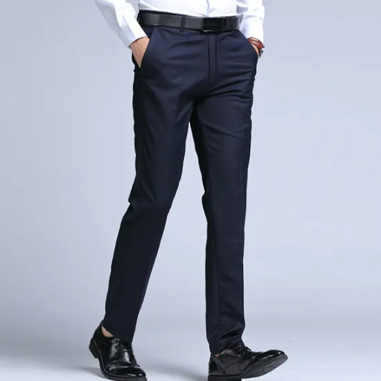 New OUKU Men's Dress Pants Trousers Chinos Casual Pants Pocket Straight Leg Plain Comfort Office Business Casual Streetwear Stylish Black Black Straight Leg