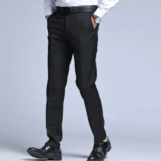 New OUKU Men's Dress Pants Trousers Chinos Casual Pants Pocket Straight Leg Plain Comfort Office Business Casual Streetwear Stylish Black Black Straight Leg