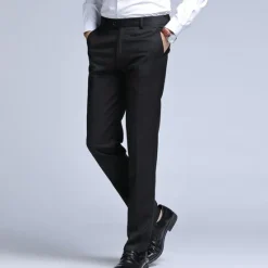New OUKU Men's Dress Pants Trousers Chinos Casual Pants Pocket Straight Leg Plain Comfort Office Business Casual Streetwear Stylish Black Black Straight Leg