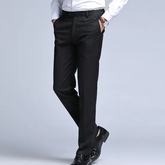 New OUKU Men's Dress Pants Trousers Chinos Casual Pants Pocket Straight Leg Plain Comfort Office Business Casual Streetwear Stylish Black Black Straight Leg