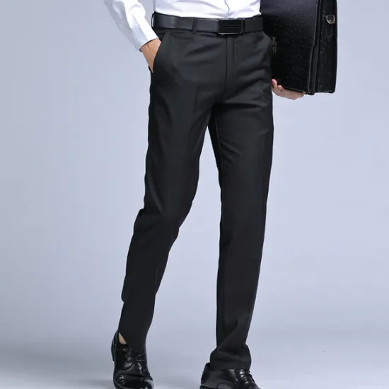 New OUKU Men's Dress Pants Trousers Chinos Casual Pants Pocket Straight Leg Plain Comfort Office Business Casual Streetwear Stylish Black Black Straight Leg
