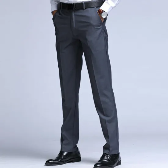 New OUKU Men's Dress Pants Trousers Chinos Casual Pants Pocket Straight Leg Plain Comfort Office Business Casual Streetwear Stylish Black Black Straight Leg