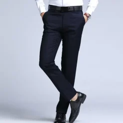 New OUKU Men's Dress Pants Trousers Chinos Casual Pants Pocket Straight Leg Plain Comfort Office Business Casual Streetwear Stylish Black Black Straight Leg