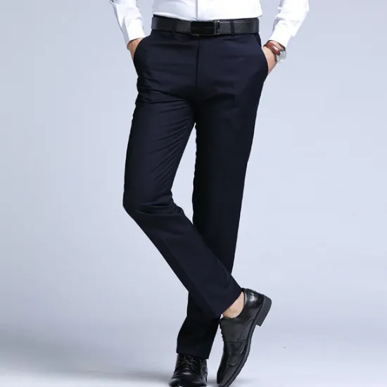 New OUKU Men's Dress Pants Trousers Chinos Casual Pants Pocket Straight Leg Plain Comfort Office Business Casual Streetwear Stylish Black Black Straight Leg