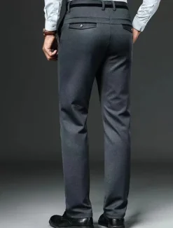 Sale OUKU Men's Dress Pants Trousers Chinos Buttons Pocket Plain Comfort Formal Party Work Fashion Classic Style Black Navy Blue Micro-elastic