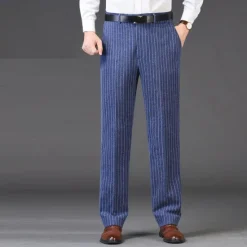 Discount OUKU Men's Dress Pants Trousers Casual Pants Flat Front Pants Pocket Plaid Stripe Comfort Warm Wedding Business Casual Retro Vintage Classic Dark Khaki Royal Blue High Waist Stretchy