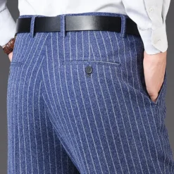 Discount OUKU Men's Dress Pants Trousers Casual Pants Flat Front Pants Pocket Plaid Stripe Comfort Warm Wedding Business Casual Retro Vintage Classic Dark Khaki Royal Blue High Waist Stretchy