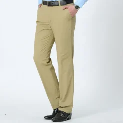Outlet OUKU Men's Dress Pants Trousers Chinos Pocket Plain Breathable Outdoor Ankle-Length Wedding Business Casual 100% Cotton Fashion Formal Black White High Waist Micro-elastic