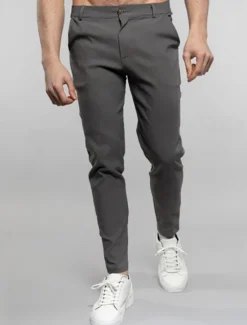 Outlet OUKU Men's Dress Pants Trousers Chinos Buttons Pocket Solid Color Comfort Formal Party Work Fashion Classic Style Black White Micro-elastic