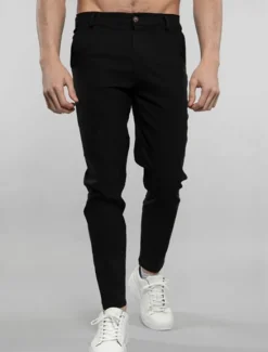 Outlet OUKU Men's Dress Pants Trousers Chinos Buttons Pocket Solid Color Comfort Formal Party Work Fashion Classic Style Black White Micro-elastic