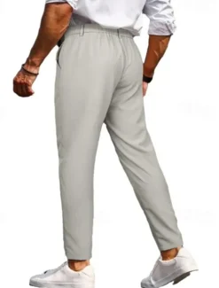 Hot OUKU Men's Dress Pants Trousers Chinos Buttons Pocket Plain Comfort Formal Party Work Fashion Classic Style ArmyGreen Black Micro-elastic