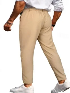 Hot OUKU Men's Dress Pants Trousers Chinos Buttons Pocket Plain Comfort Formal Party Work Fashion Classic Style ArmyGreen Black Micro-elastic