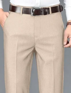 OUKU Men's Dress Pants Trousers Slacks Suit Pants Pocket Plain Comfort Breathable Wedding Outdoor Daily Fashion Casual Black Khaki