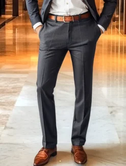 New OUKU Men's Dress Pants Trousers Slacks Suit Pants Pocket Plain Comfort Breathable Wedding Outdoor Daily Fashion Casual Black Khaki
