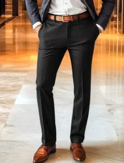 New OUKU Men's Dress Pants Trousers Slacks Suit Pants Pocket Plain Comfort Breathable Wedding Outdoor Daily Fashion Casual Black Khaki