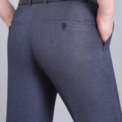 Best OUKU Men's Dress Pants Trousers Casual Pants Flat Front Pants Pocket Plain Comfort Breathable Wedding Business Casual Retro Vintage Classic Black+Grey Smoky gray High Waist Stretchy