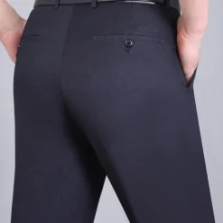 Best OUKU Men's Dress Pants Trousers Casual Pants Flat Front Pants Pocket Plain Comfort Breathable Wedding Business Casual Retro Vintage Classic Black+Grey Smoky gray High Waist Stretchy