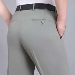 Best OUKU Men's Dress Pants Trousers Casual Pants Flat Front Pants Pocket Plain Comfort Breathable Wedding Business Casual Retro Vintage Classic Black+Grey Smoky gray High Waist Stretchy
