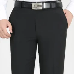 Best OUKU Men's Dress Pants Trousers Casual Pants Flat Front Pants Pocket Plain Comfort Breathable Wedding Business Casual Retro Vintage Classic Black+Grey Smoky gray High Waist Stretchy