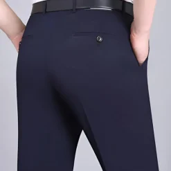 Best OUKU Men's Dress Pants Trousers Casual Pants Flat Front Pants Pocket Plain Comfort Breathable Wedding Business Casual Retro Vintage Classic Black+Grey Smoky gray High Waist Stretchy